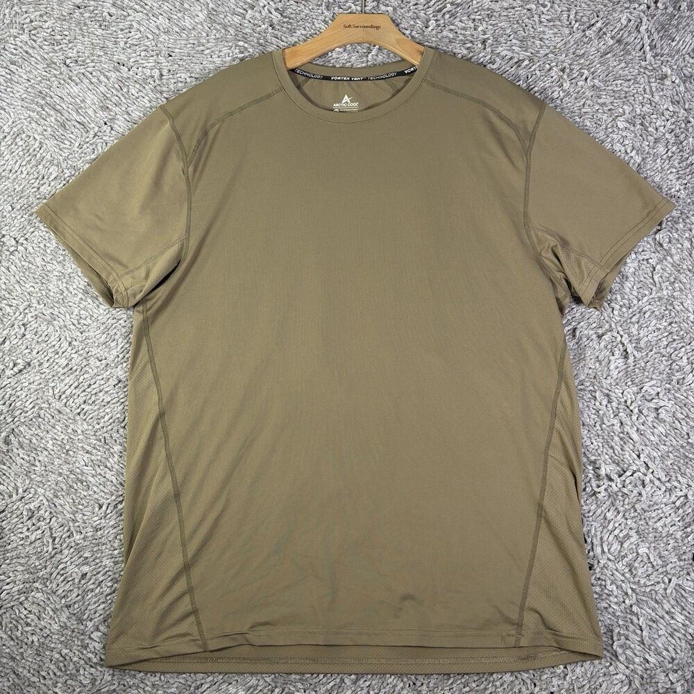Arctic Cool Vortex Vent T-Shirt Mens XL Brown Short Sleeve Stretch Training Work